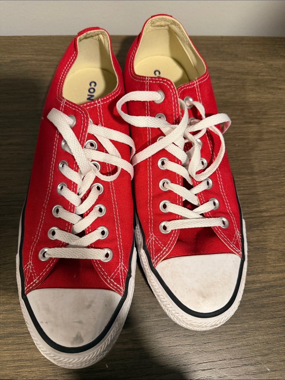 Converse Mens Low Top Canvas Sneakers - Red with White Accents